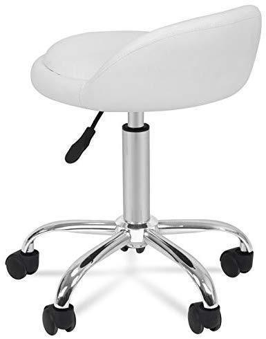 Adjustable Hydraulic Rolling Swivel Salon Stool Chair Tattoo Massage Facial Spa Stool Chair with Back Rest (PU Leather Cushion) (1PCS)