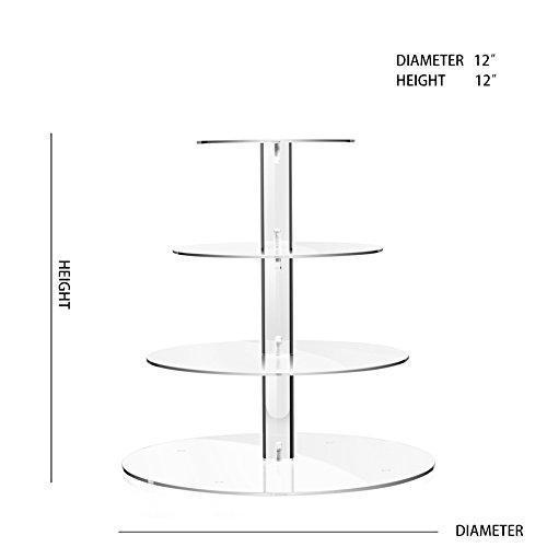 TWING 4 Tier Round Acrylic Cupcake Display Stand,Weeding Party Dessert Stand Tree Tower -Clear Display Holder Tree