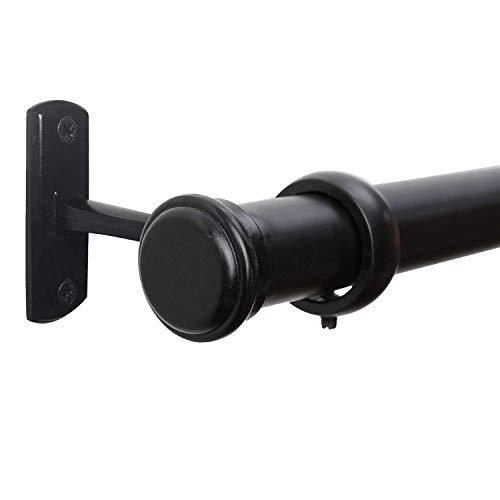 RHF Curtain Rods 72 to 144-1" Curtain Rod with Cap, Curtain Rod for Windows 66 to 120, Hanging Curtain Rod&Wall Mount with Brackets, Outdoor Curtain Rod, Curtain Rods for Windows 72 to 144-Inch: Black