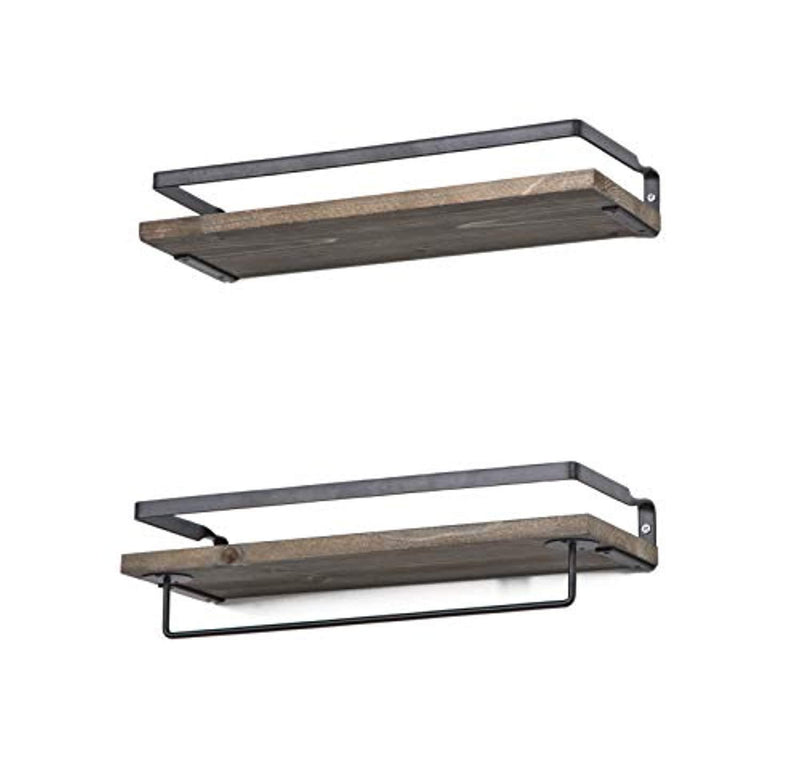 SODUKU Floating Shelves Wall Mounted Storage Shelves for Kitchen, Bathroom,Set of 2 Brown