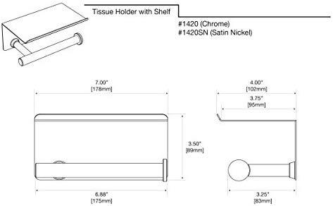 Gatco 1420 Latitude II Toilet Paper Holder with Mobile Shelf, Chrome