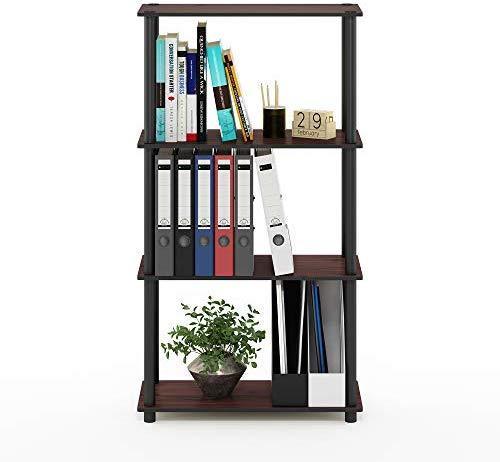 Furinno (99557BK/GY) Turn-N-Tube 4-Tier Multipurpose Shelf Display Rack - Black/Grey