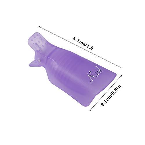 Benbilry Nail Polish Remover Clips, 10 Pcs Reusable Soak Off Gel Plastic Nail Art Soak Off Clip Caps UV Gel Polish Removal (Purple)