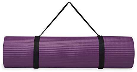 Gaiam Essentials Thick Yoga Mat Fitness & Exercise Mat with Easy-Cinch Yoga Mat Carrier Strap (72"L x 24"W x 2/5 Inch Thick)