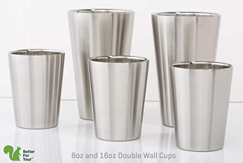 Better For Your - Small Tumbler Cups Stainless Steel Double Wall - 8oz (250ml) - Set of 3