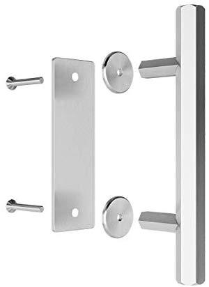 SMARTSTANDARD 8FT Top Mount Heavy Duty Sliding Barn Door Hardware Kit, Single Rail, Stainless Steel, Smoothly and Quietly, Simple and Easy to Install, Fit 42"-48" Wide DoorPanel (T Shape Hanger)