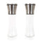 Inventory Liquidation Sale - Premium Tall Glass & Stainless Steel Salt and Pepper Grinder Set - Brushed Stainless Steel Pepper Mill and Salt Mill, Adjustable Ceramic Rotor By Simple Kitchen Products