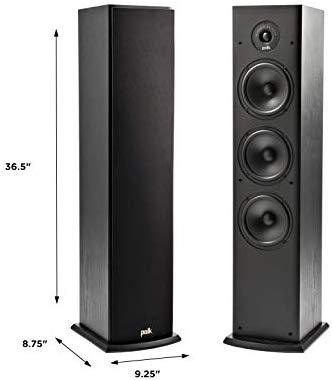 Polk T50 150 Watt Home Theater Floor Standing Tower Speaker (Single) - Premium Sound at a Great Value | Dolby and DTS Surround