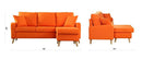 Divano Roma Furniture Mid Century Modern Linen Fabric Small Space Sectional Sofa Reversible Chaise (Orange)