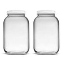 Teikis 2 Pack Wide-Mouth 1 Gallon Glass Jar with 4" Opening Lid Air Tight and Leak Proof - USDA Approved for Fermenting Kombucha, Kefir, Storing and Canning - Dishwasher Safe