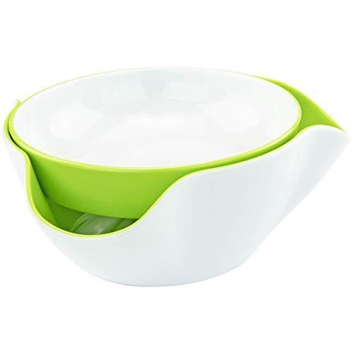 HIRALIY Double Dish Pedestal Serving Snack Dish For Peanuts Pistachios Cherries Edamame Fruits Candy Snacks, Green