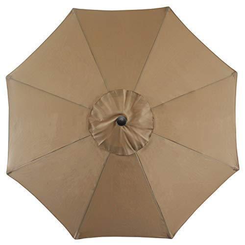 Blissun 9' Outdoor Market Patio Umbrella with Push Button Tilt and Crank, 8 Ribs (Tan)