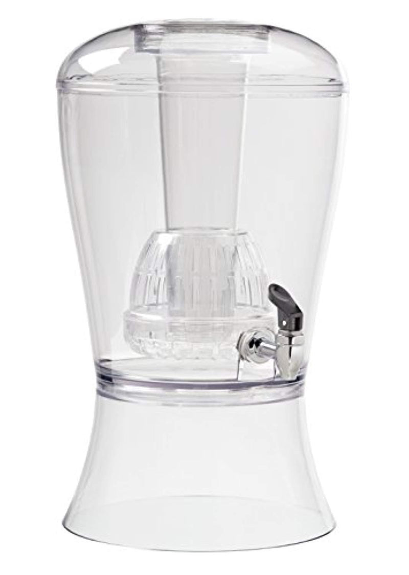 CreativeWare Beverage Dispenser With Ice Cylinder And Fruit Infuser, Clear