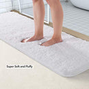 Office Marshal Bathroom Runner Rug Bath Mat 59"x20" Non-Slip Soft Long Shower Rug Plush Microfiber Water Absorbent Carpet Thick Shaggy Luxury Floor Mats, Machine Washable, White