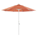 California Umbrella 9' Round Aluminum Market Umbrella, Crank Lift, Collar Tilt, White Pole, Sunbrella Pacific Blue