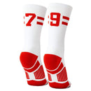 Classic Stripe Team Number Socks | Woven Mid-Calf | White & Red