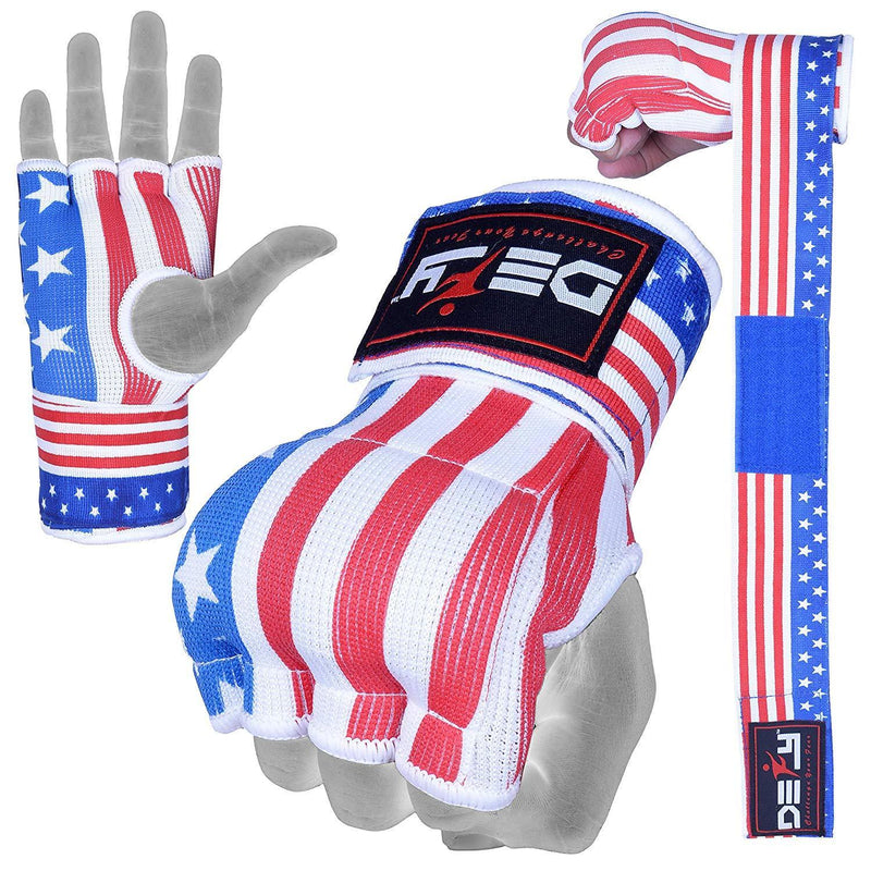 DEFY Gel Padded Premium Inner Gloves with Hand Wraps MMA Muay Thai Boxing Training Fight PAIR