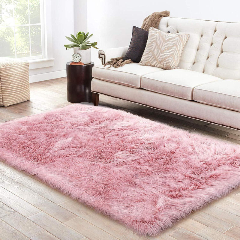 PAGISOFE Soft Faux Sheepskin Fluffy Rugs for Bedroom Kids Room, High Pile Faux Fur Area Rug Bedside Floor Carpet Photography, 3x5 Feet Rectangular Grey