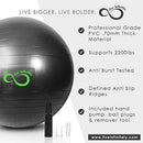 Live Infinitely Exercise Ball (55cm-95cm) Extra Thick Professional Grade Balance & Stability Ball- Anti Burst Tested Supports 2200lbs- Includes Hand Pump & Workout Guide Access