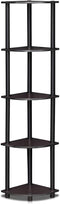 Furinno Turn-N-Tube 5 Tier Corner Display Rack Multipurpose Shelving Unit, Columbia Walnut/Black