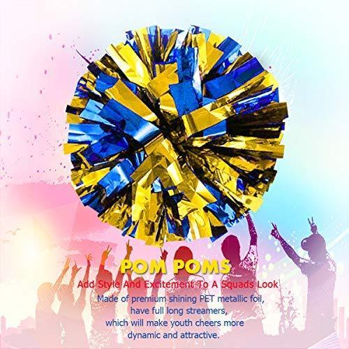 hatisan 4Pcs Large Cheerleader Pom Poms, Pom Poms Cheerleading Metallic Foil & Plastic Ring Pompoms Cheerleader, Cheerleading Poms Accessory Pompoms Cheer for Sports Team Spirit Cheering