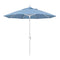 California Umbrella 9' Round Aluminum Market Umbrella, Crank Lift, Collar Tilt, White Pole, Sunbrella Pacific Blue