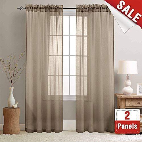 2 Panel Sheer Curtains White 84 inch Living Room Drapes Window Curtain Voile Sheers Linen Textured