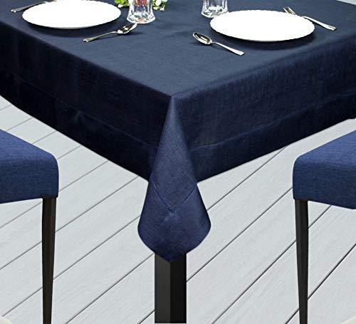 COTTON CRAFT 100% Linen Hemstitch Table Cloth - Size 60x108 Charcoal - Hand Crafted and Hand Stitched Table Cloth with Hemstitch detailing.