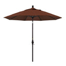 California Umbrella 9' Round Aluminum Market Umbrella, Crank Lift, Collar Tilt, White Pole, Sunbrella Pacific Blue