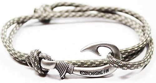 Chasing Fin Adjustable Bracelet 550 Military Paracord with Fish Hook Pendant