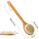 Bath Body Brush with Long Bamboo Handle – Natural Bristle Shower Brushes – Improves Blood Circulation, Exfoliates, Skin Health - Wet or Dry Back Scrubber