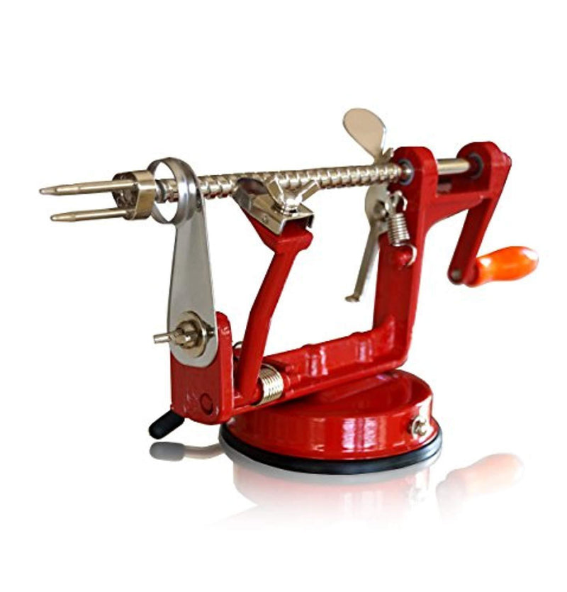 CAST IRON APPLE PEELER by Purelite Durable Heavy Duty Cast Iron Apple Slicing Coring and Peeling Machine Razor Sharp Stainless Steel Blades and Chrome Plated Parts