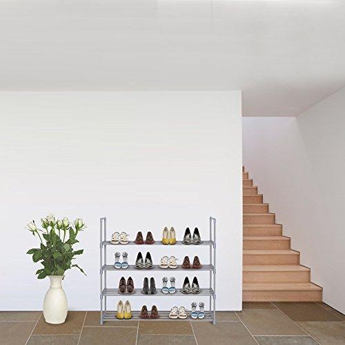 HOME BI 4 Tier Shoe Rack, 20 Pairs Shoes Organizer Closet for Home & Office, Anti-Rust,Easy to Assemble, No Tools Required,35.6”W x 12.0” D x 33.27”H, Black