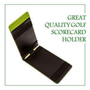 Fuzzy Bunkers Quality Leather Golf Scorecard Holder - Yardage Book Cover Plus Free Golf Pencil and Downloadable PDF Stat Tracker Sheet