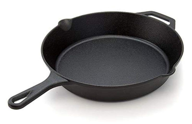 cuisinel - Pre-Seasoned Cast Iron Skillet (12-Inch) w/Handle Cover Oven Safe Cookware | Heat-Resistant Holder | Indoor and Outdoor Use | Grill, Stovetop, Induction Safe. New Version