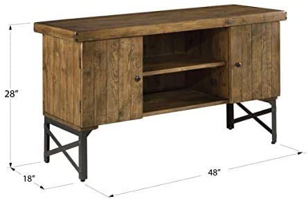 Emerald Home Chandler Rustic Wood End Table with Solid Wood Top, Metal Base, And Open Storage Shelf