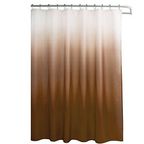 Creative Home Ideas Ombre Textured Shower Curtain with Beaded Rings, Dark Grey