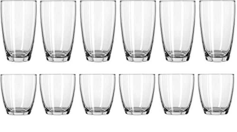 Circleware 44539 Smooth Huge Set of 12 Drinking Glasses & Whiskey Cups, Home & Kitchen Entertainment Glassware for Water, Beer, Juice, Ice Tea, Bar Beverage Gifts, 6-16oz & 6-13oz, Clear-Edition 12pc