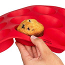 OvenArt Bakeware European LFGB Silicone Muffin Pan, 12-Cup, Red, 2-Pack