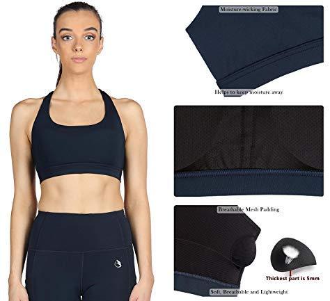 icyzone Padded Strappy Sports Bra Yoga Tops Activewear Workout Clothes for Women