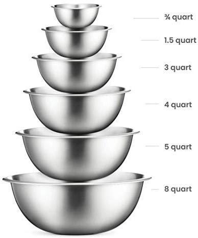 Premium Stainless Steel Mixing Bowls (Set of 6) Stainless Steel Mixing Bowl Set - Easy To Clean, Nesting Bowls for Space Saving Storage, Great for Cooking, Baking, Prepping by Veracity & Verve