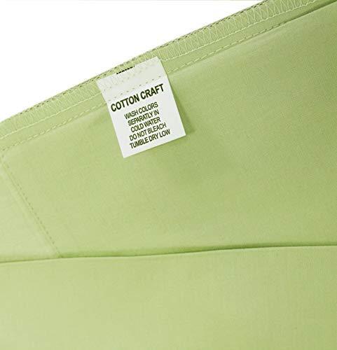 COTTON CRAFT - Ultra-Soft 400-Thread-Count Full Size Sheet Set in Sage, Premium 100% Pure Combed Cotton, 4-Piece Sateen Bedding Set with 1 Deep-Pocket Fitted Sheet, 1 Flat Sheet & 2 Pillowcases