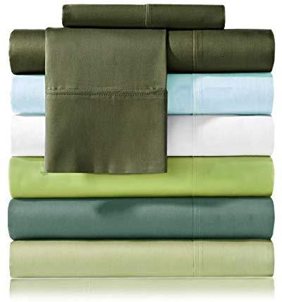 COTTON CRAFT - Ultra-Soft 400-Thread-Count Full Size Sheet Set in Sage, Premium 100% Pure Combed Cotton, 4-Piece Sateen Bedding Set with 1 Deep-Pocket Fitted Sheet, 1 Flat Sheet & 2 Pillowcases