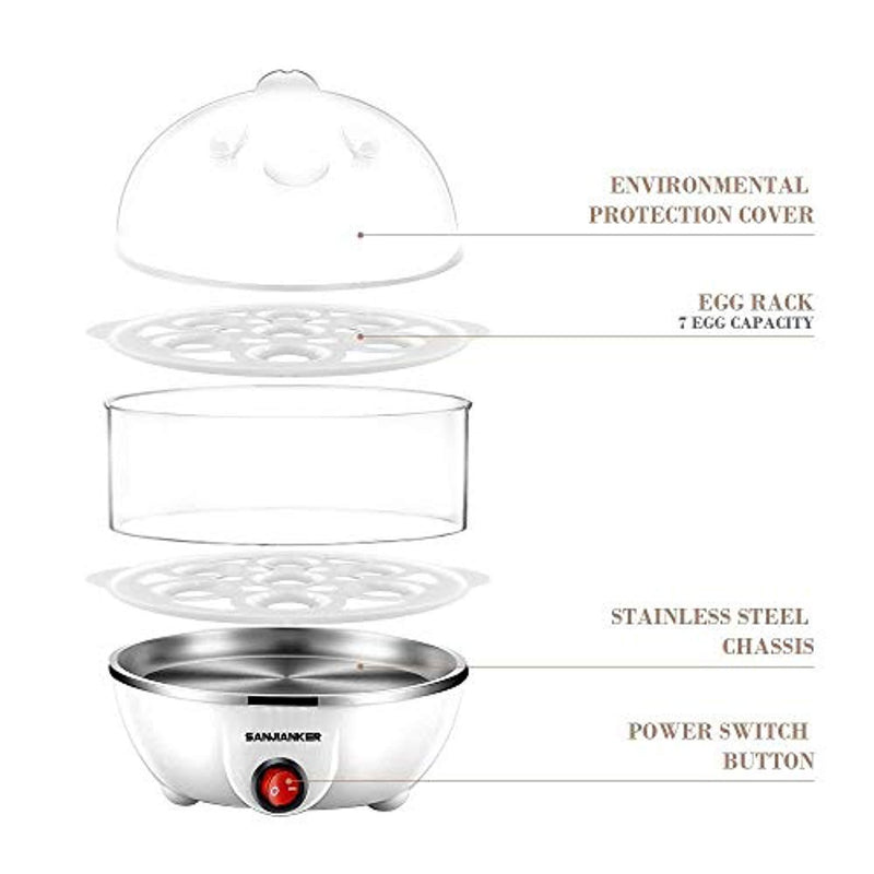 Egg Cooker,350W Electric Egg Maker,White Egg Steamer,Egg Boiler,14 Egg Capacity Egg Cooker With Automatic Shut Off，Egg cooker with Free Gift Egg Piercer