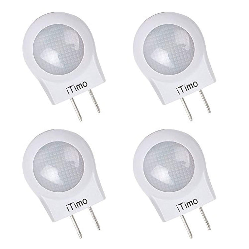 iTimo Led Night Light Plug in Lamp with Dusk to Dawn Sensor For Nursery Soother Hallway Bathroom Restroom Bedroom Bedside, 0.7w, Daytime White, Pack of 4