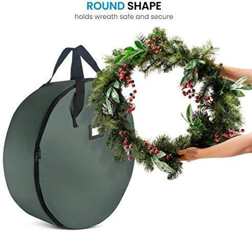 Premium Christmas Wreath Storage Bag 36” - Dual Zippered Storage Container & Durable Handles, Protect Artificial Wreaths by ZOBER