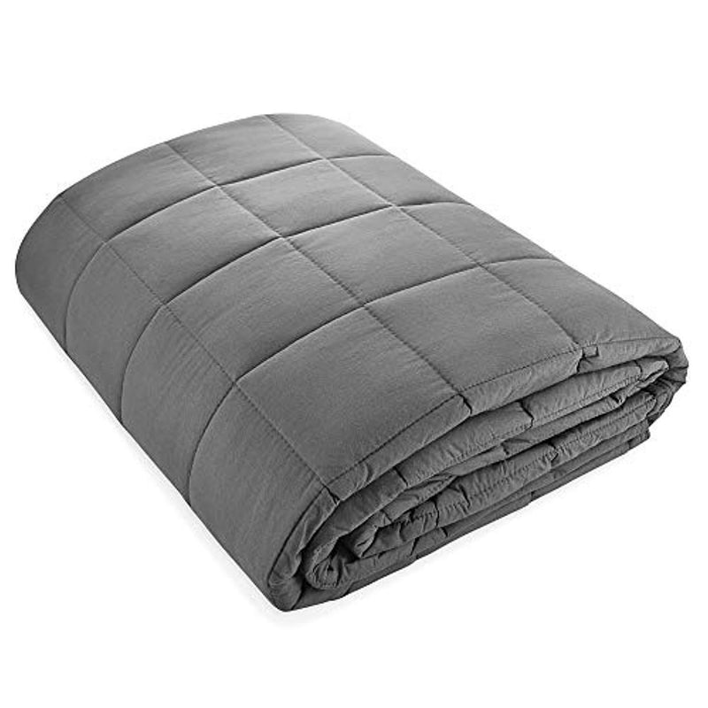 AckBrands 48" x 78" - 15 Lb Weighted Blanket - Slate Gray - Premium Cotton with Glass Beads - Double Stitched Edges - Veteran Owned