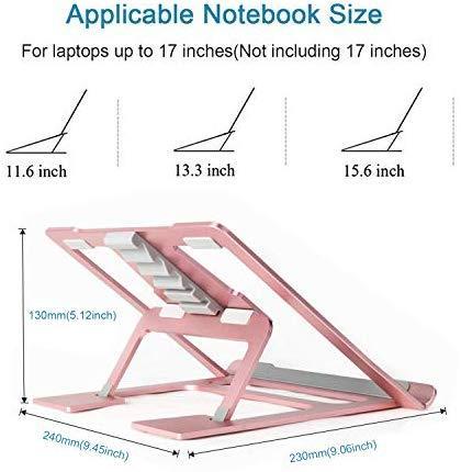 Adjustable Laptop Stand，Ventilated Portable Ergonomic Notebook Riser for Desk,Multi-Angle Adjustable Portable Anti-Slip Mount for MacBook, Surface Laptop, Notebook, 10"-17" Tablet (Rose Gold)