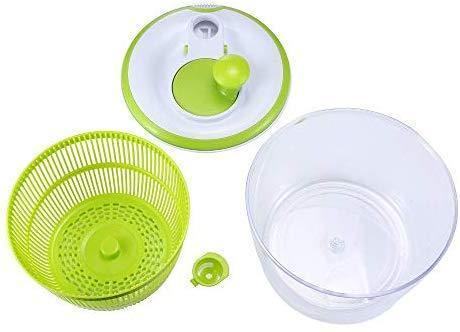 DenSan Crank Handle & Locking Lid Multifunction 4.5 Quart Manual Good Grips Vegetables Dryer Dry Off Drain Quick Filter Lettuce vegetable Salad Spinner(Green)