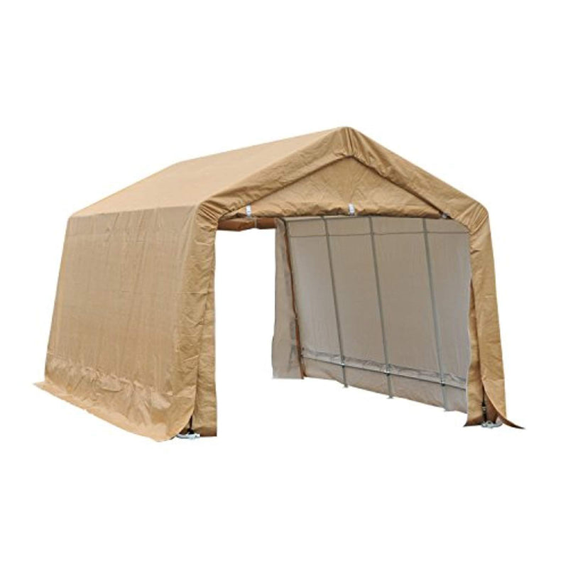 Outsunny 17’ x 10.5’ Heavy Duty Enclosed Vehicle Shelter Carport - Beige